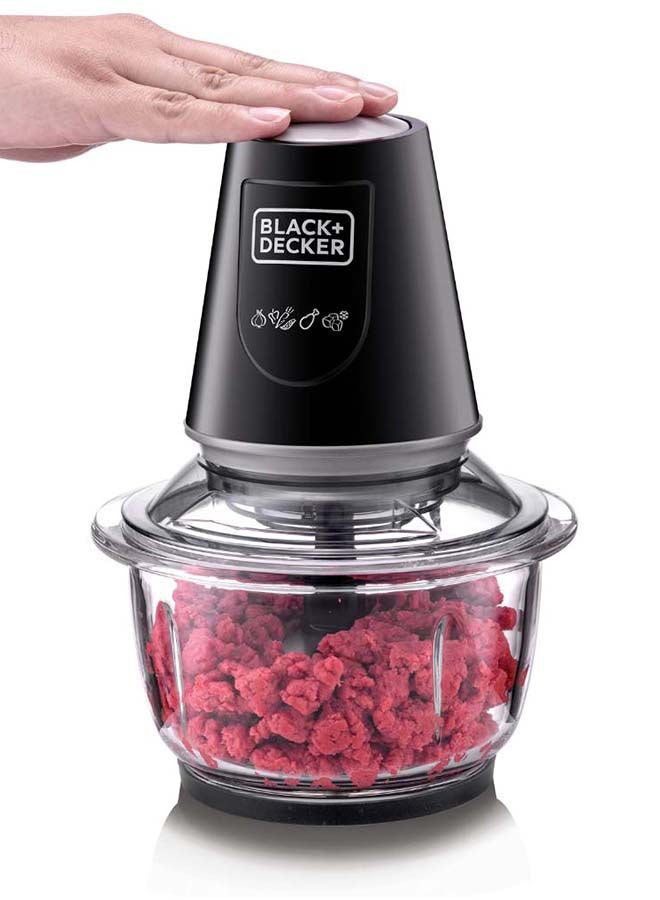 Black & Decker Multi-Function Glass Chopper & Mincer 400W GC400-B5 1.2L - Clear/Black