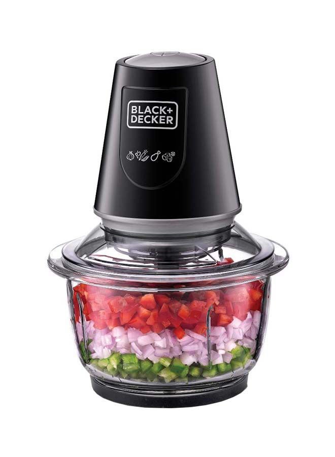 BLACK+DECKER Multi-Function Glass Chopper & Mincer, XXL 1.2L Bowl, 4-Blade System, Pulse Speed for Precision, Ice Crushing, Compact Sleek Black Design, Easy to Clean, 1.2 L 400 W GC400-B5 Clear/Black - Image 2