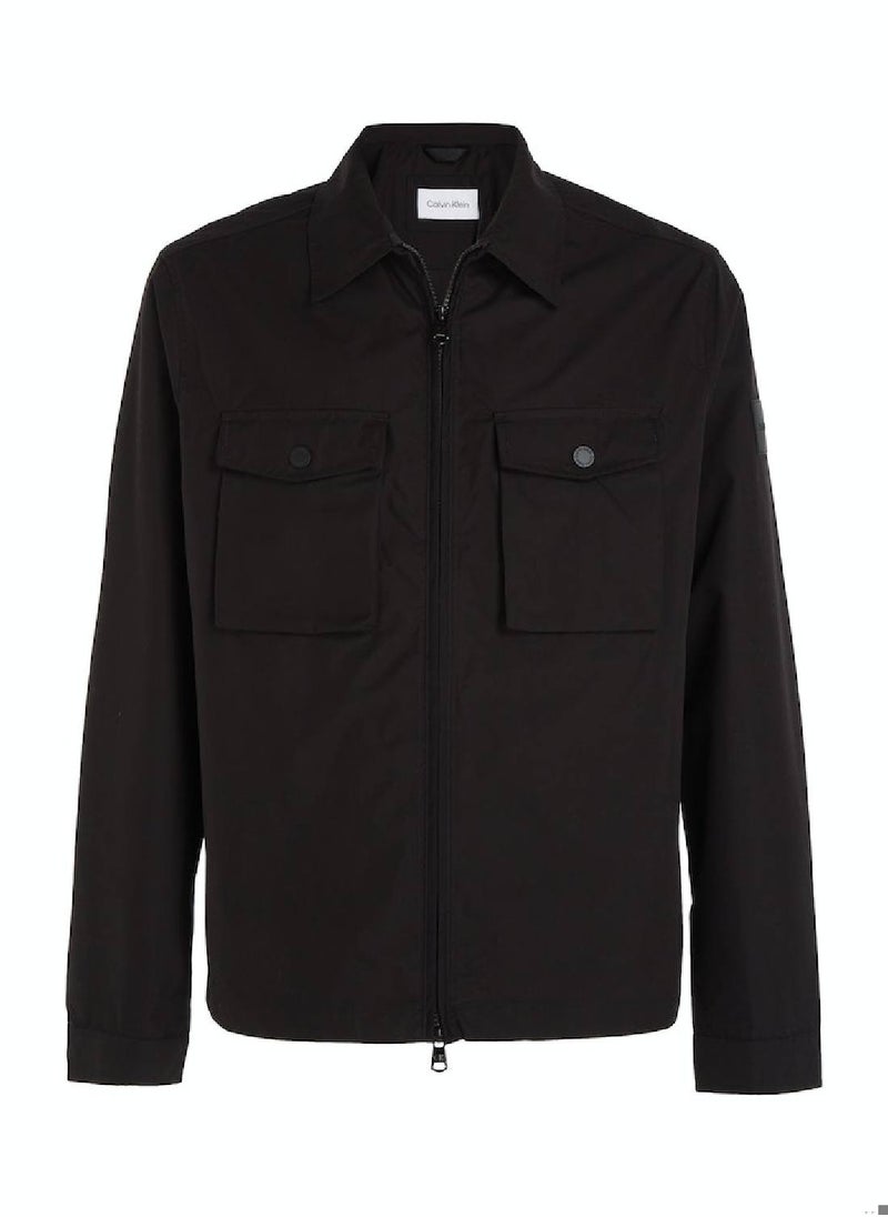CALVIN KLEIN Men's Zip Up Shirt Jacket - Cotton, Black  - Image 2