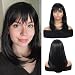 Kalyss Black Wig with Bangs Layered Wigs for Women Natural Looking Heat Resistant Synthetic Hair Wigs for Women Medium Long Straight Wig 18 Inches - Image 3