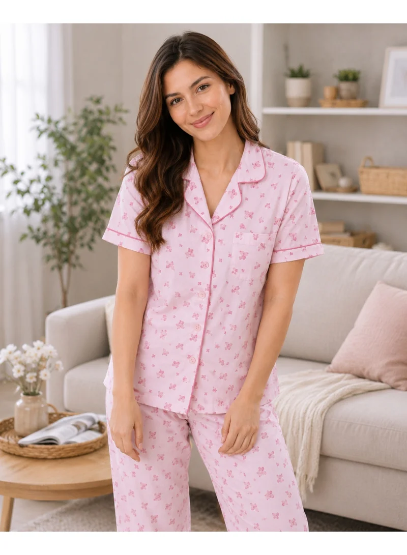 Victor And Jane  Women's Printed Pyjama Set with Contrast Piping for Women | Best Price UAE