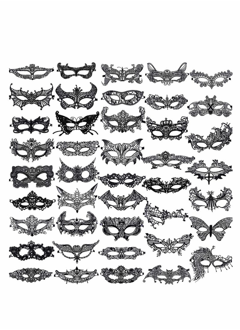 Excefore Masquerade Masks 42 Pcs Lace Mask Women Party Ball Venetian for Carnival,  Black  - Image 1