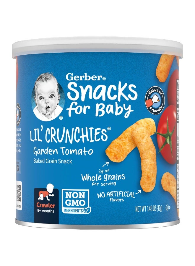 Gerber Gerber, Snacks for Baby, Lil' Crunchies, Baked Grain Snack, 8+ Months, Garden Tomato, 1.48 oz (42 g)  - Image 1