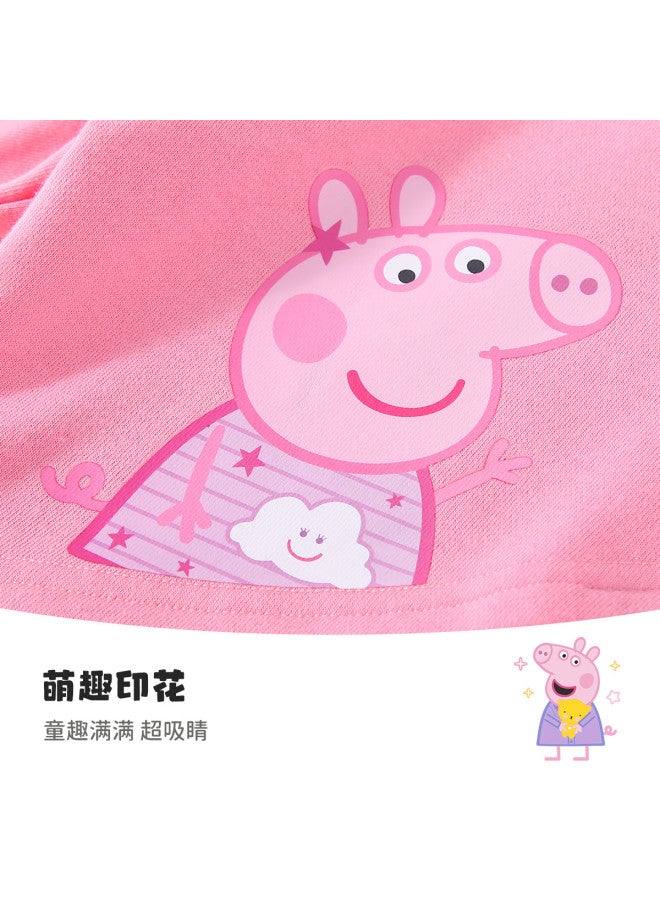Peppa Pig spring Girls' Cotton Breathable Two-tone Long-sleeve Hoodie Cute Cartoon Baby Hooded Sweatshirt - Image 5