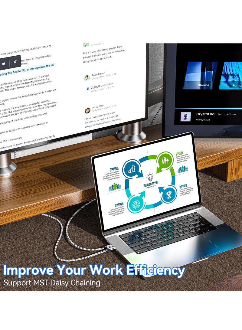 KASTWAVE 8K USB C to DisplayPort 1.4 Cable, Laptop HD Video Cable, Type C to DisplayPort Cable (8K@60Hz, 4K@165Hz/144Hz/120Hz), 32.4Gbps USB-C to DP Cable, Compatible for MacBook, iPad, XPS, Braided Cord, 10Ft - Image 4