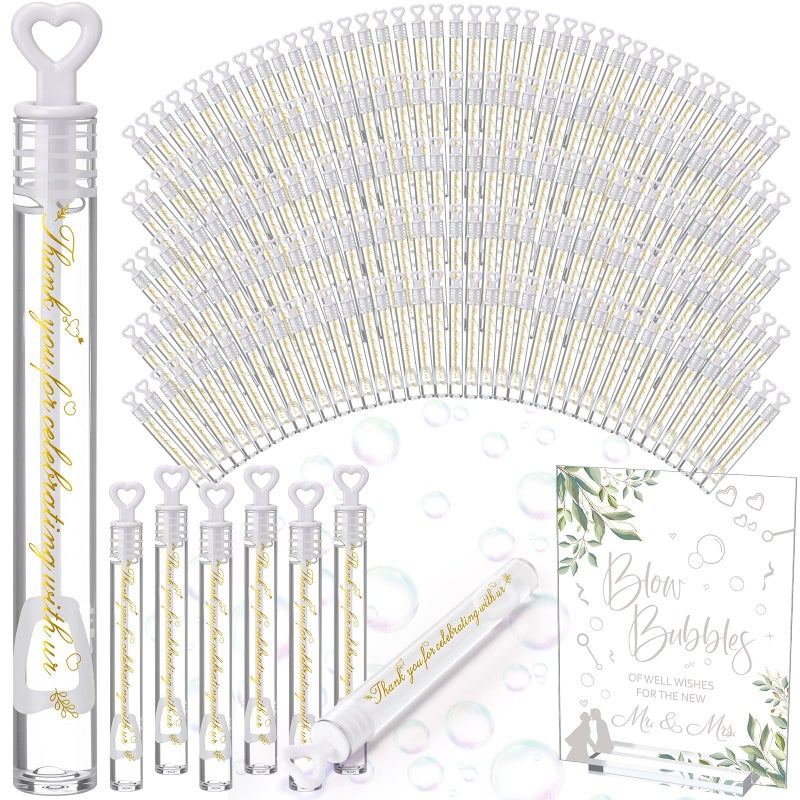 Realspring 102 Pcs Wedding Bubbles Bulk Gift Including Mini Clear Heart Bubble Wands Acrylic Display Board Sign with Stand for Wedding Send Off Anniversary Engagement Bridal Guests Gift - Image 3