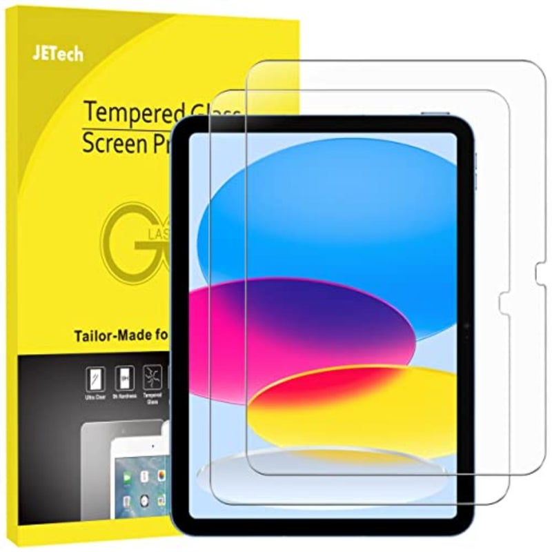 واقي شاشة JETech لجهاز iPad A16 الجيل الحادي عشر/العاشر (2025/2022)، طبقة من الزجاج المقوى 9H، شفاف عالي الدقة، عبوتان - Image 1