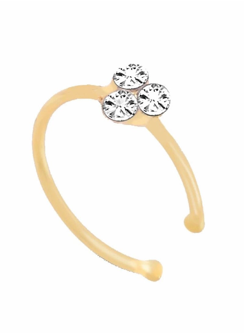 Y&D - Nose Ring Gold Silver Three Diamond Stud Hoop Sparkly Crystal Ring, Fashion Decoration Rings for Women Drop Stud, 1 Pcs - Image 1