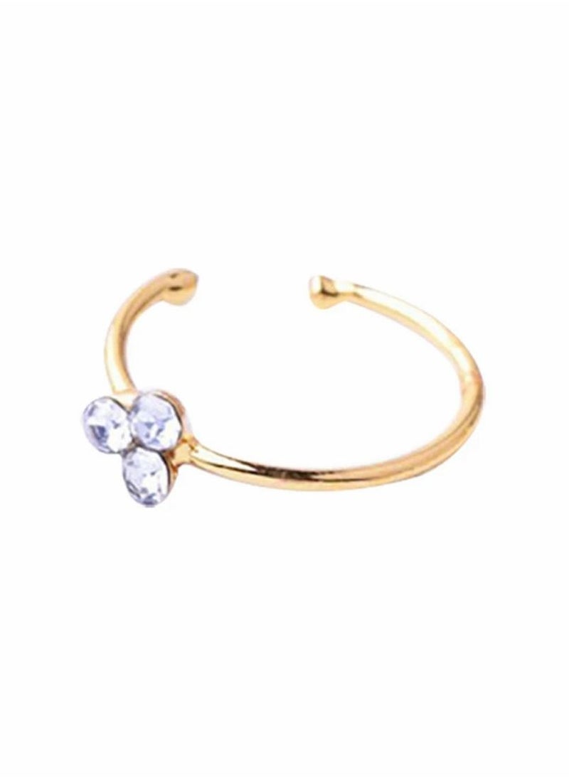 Y&D - Nose Ring Gold Silver Three Diamond Stud Hoop Sparkly Crystal Ring, Fashion Decoration Rings for Women Drop Stud, 1 Pcs - Image 1