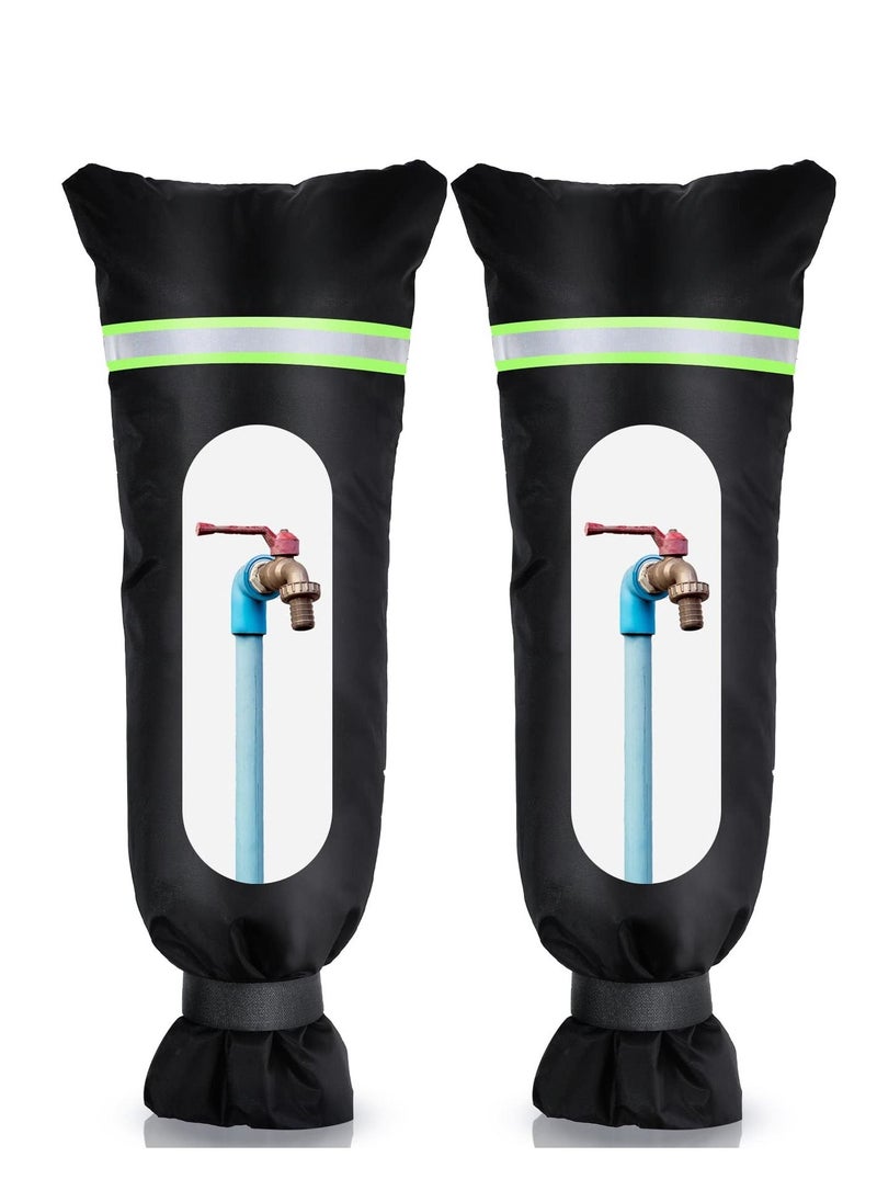 SYOSI Outdoor Faucet Cover Waterproof Insulated Faucet Freeze Protections Socks for Winter with Reflective Strip Reusable for Garden Lawn Faucets and Yard Hydrant 20x7.9 Inch(2 Pieces)  - Image 1