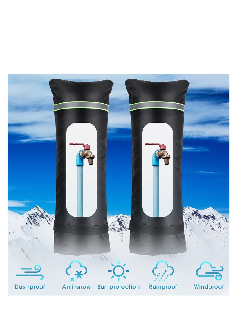 SYOSI Outdoor Faucet Cover Waterproof Insulated Faucet Freeze Protections Socks for Winter with Reflective Strip Reusable for Garden Lawn Faucets and Yard Hydrant 20x7.9 Inch(2 Pieces)  - Image 3