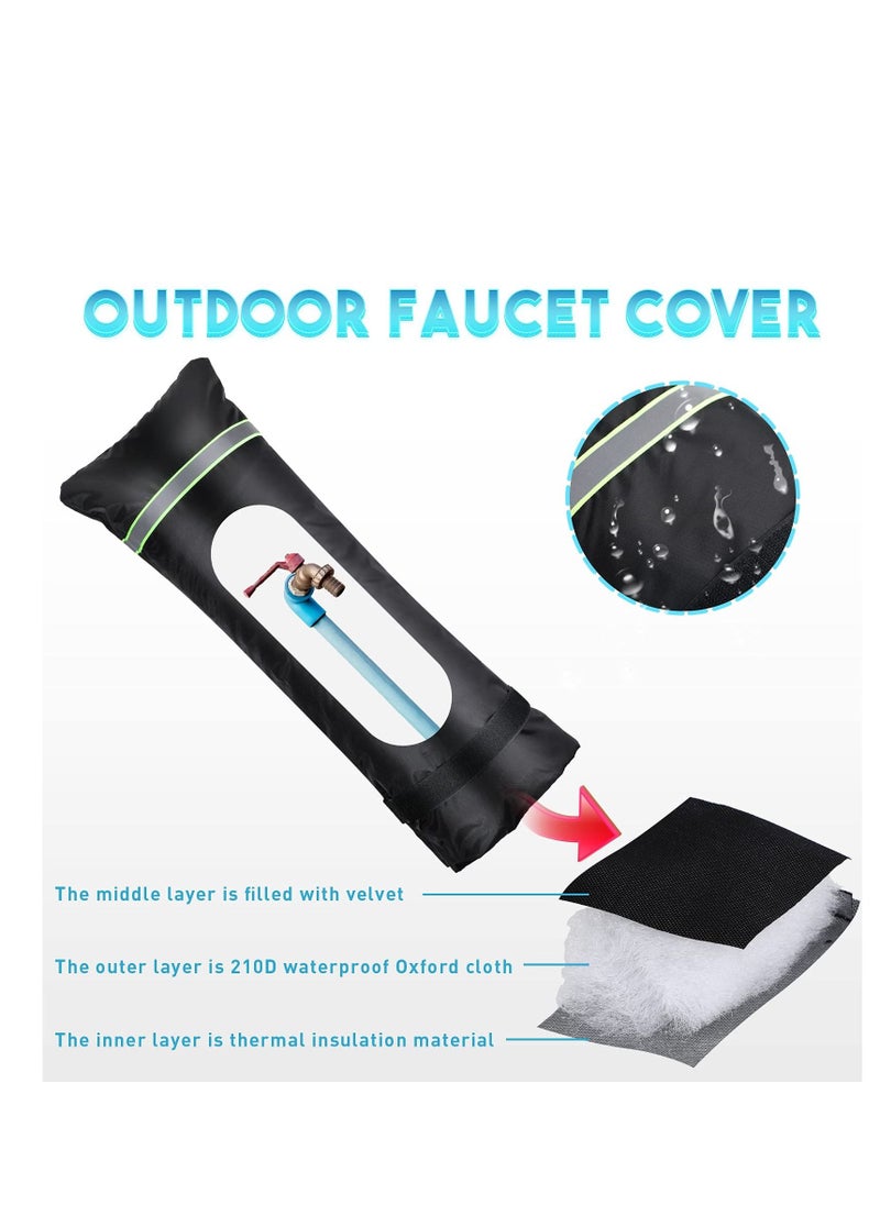 SYOSI Outdoor Faucet Cover Waterproof Insulated Faucet Freeze Protections Socks for Winter with Reflective Strip Reusable for Garden Lawn Faucets and Yard Hydrant 20x7.9 Inch(2 Pieces)  - Image 4