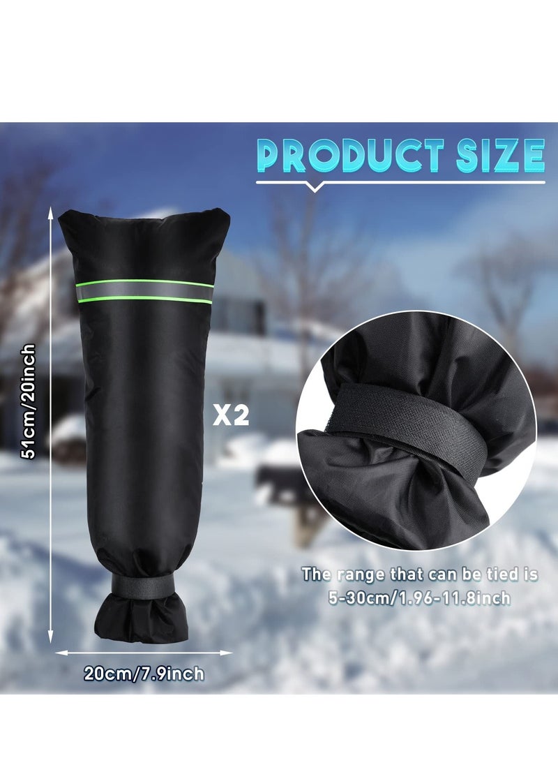 SYOSI Outdoor Faucet Cover Waterproof Insulated Faucet Freeze Protections Socks for Winter with Reflective Strip Reusable for Garden Lawn Faucets and Yard Hydrant 20x7.9 Inch(2 Pieces)  - Image 2
