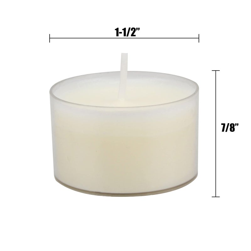 Stonebriar 48 Count White Unscented Smokeless Long Burning Clear Cup Tea Light Candles with 8 Hour Burn Time - Image 5