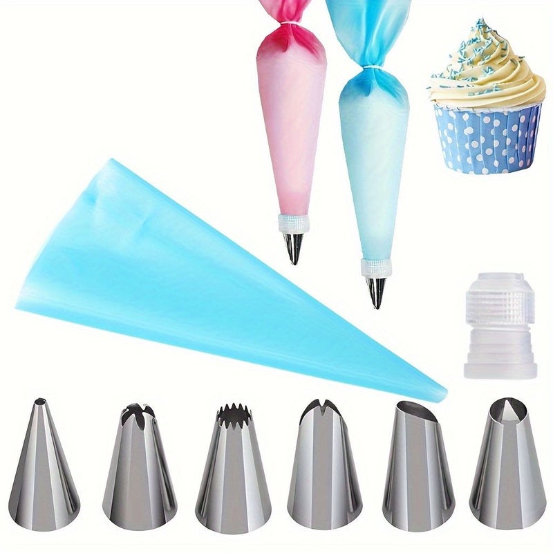 Green Reusable Stainless Steel Piping Bag Set for Cake Decorating Tools - Image 1