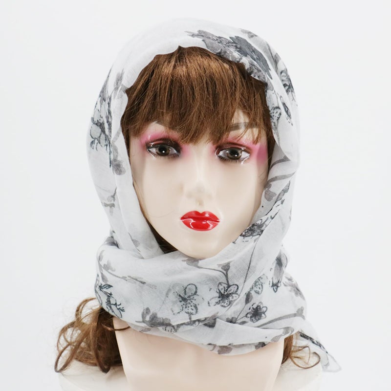 vimate Womens Head Scarf Lightweight-Winter Fashion Butterfly pattern white Grey Shawl hijab Scarfs for travel(US-Style 21) - Image 4