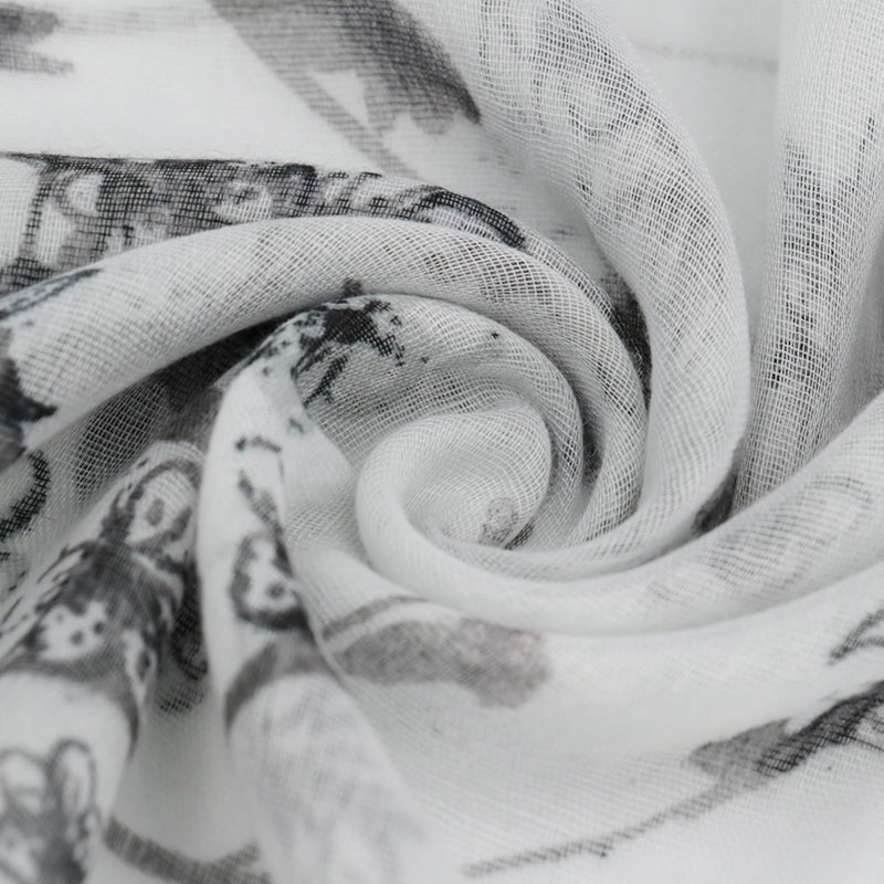 vimate Womens Head Scarf Lightweight-Winter Fashion Butterfly pattern white Grey Shawl hijab Scarfs for travel(US-Style 21) - Image 2