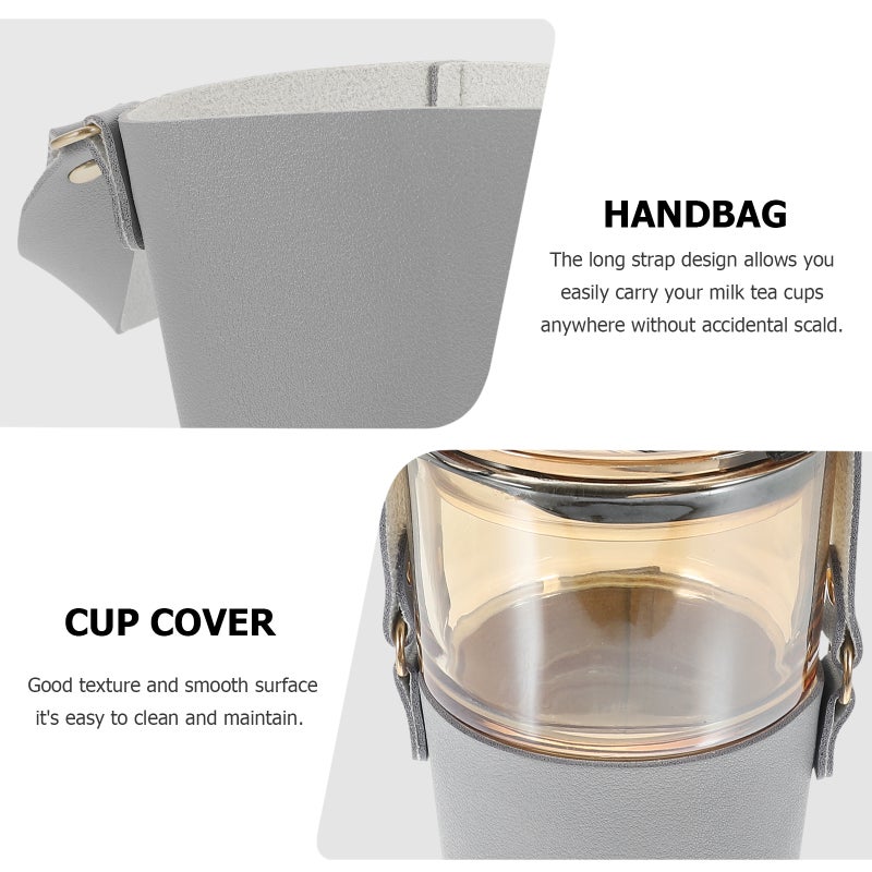 Handheld Coffee Sleeve Delicate Coffee Sleeve Leather Drink Carrier Drink Cup Carrier with Handle - Image 2