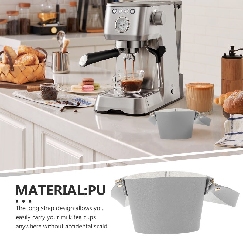 Handheld Coffee Sleeve Delicate Coffee Sleeve Leather Drink Carrier Drink Cup Carrier with Handle - Image 5