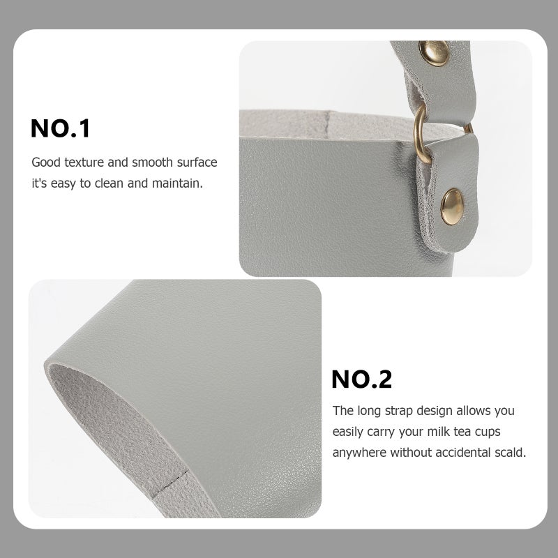 Handheld Coffee Sleeve Delicate Coffee Sleeve Leather Drink Carrier Drink Cup Carrier with Handle - Image 3