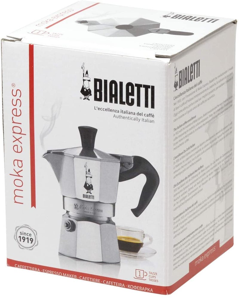 BIALeTTI Moka Express: Iconic Stovetop Espresso Maker, Makes Real Italian Coffee, Moka Pot 1 Cup (2 Oz 60 Ml), Aluminium, Silver - Image 2