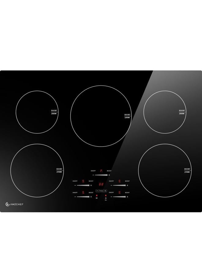 amzchef 30 Inch 10600W Induction Cooktop 9-Tier Electric Cooktop with 5 Burners Boost Built-in Induction Cooktop Control by Sliding Touchscreen, Safe Lock - Image 1