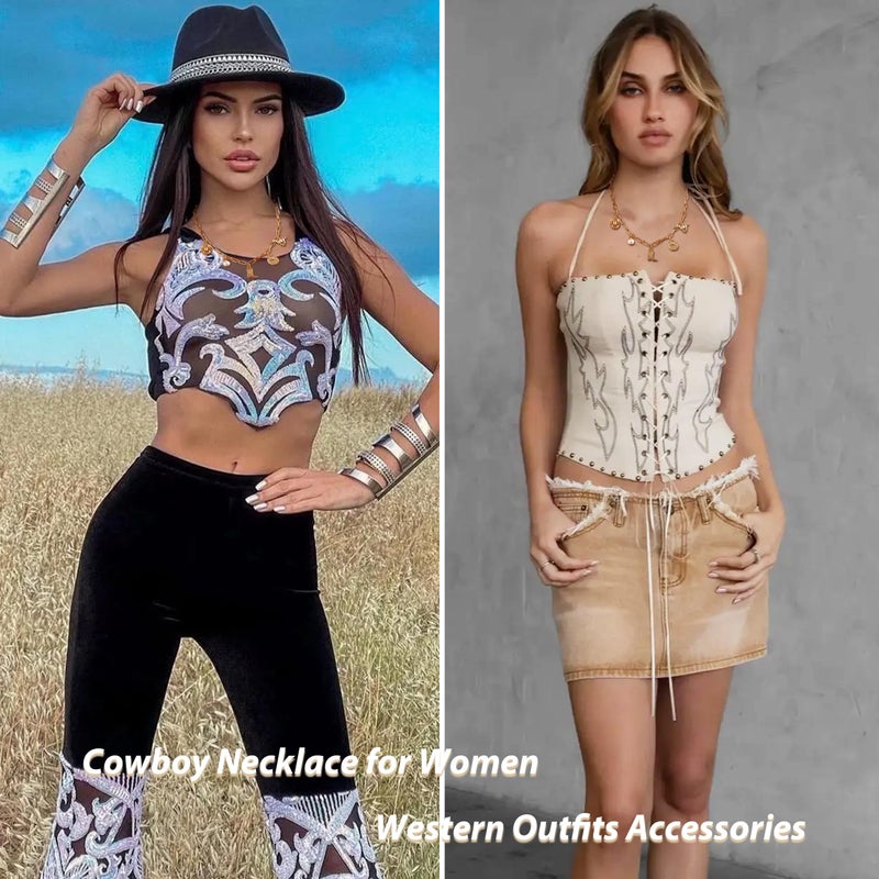 JAVARNV Western Jewelry for Women Cowgirl Necklace Western Outfit Dress Country Concert Outfits for Women Rodeo Outfit Shirts Native American Jewelry Accessories - Image 3