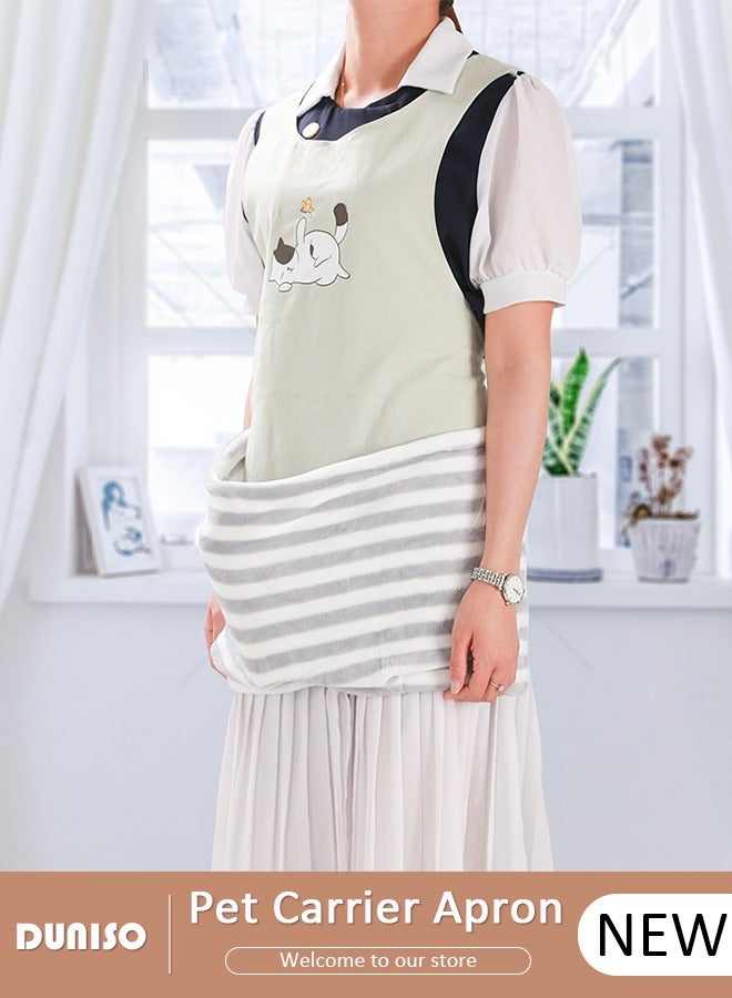 DUNISO Pet Carrier Apron with Sleeping Pocket, Soft Warm Breathable Large Pocket Cat Carrier Apron,Kitten Sleeping Bag, Vest Pet Bag for Indoor Outdoor Travel, Hands-free Bag for Holding Pet Puppy Cat - Image 1