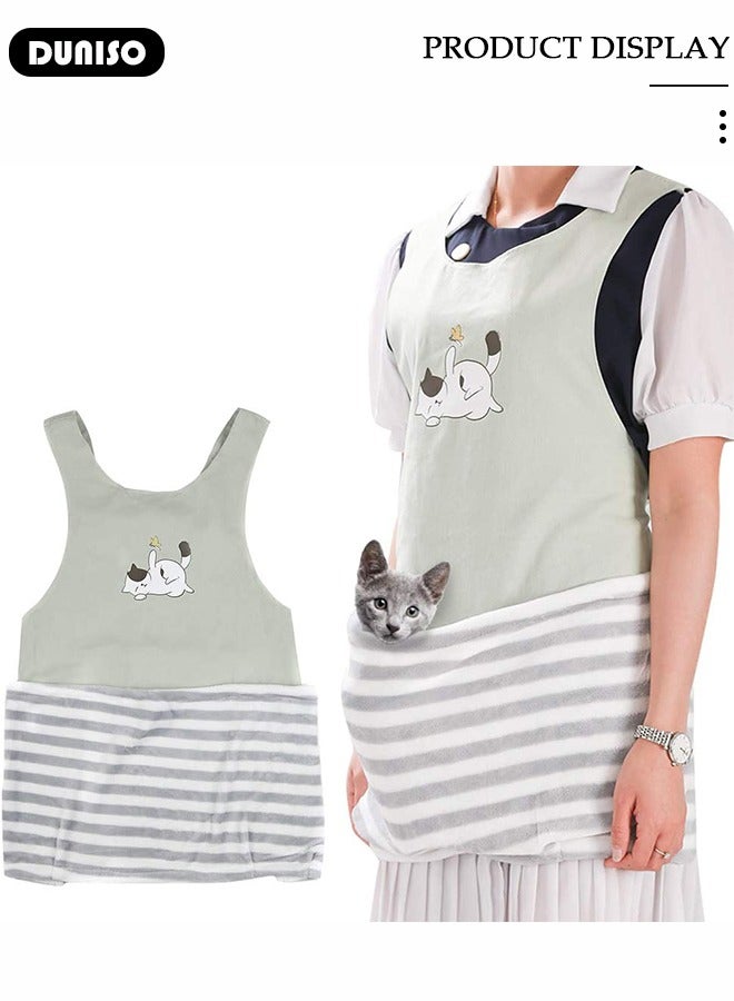 DUNISO Pet Carrier Apron with Sleeping Pocket, Soft Warm Breathable Large Pocket Cat Carrier Apron,Kitten Sleeping Bag, Vest Pet Bag for Indoor Outdoor Travel, Hands-free Bag for Holding Pet Puppy Cat - Image 5