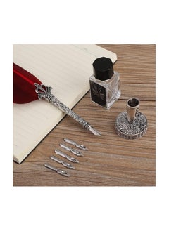 Walfront Quill Feather Quill Pen Set Vintage Quill Feather Pen Ink Set Antique Calligraphy Writing Quill Pen Best Antique Executive Gift  - Image 2