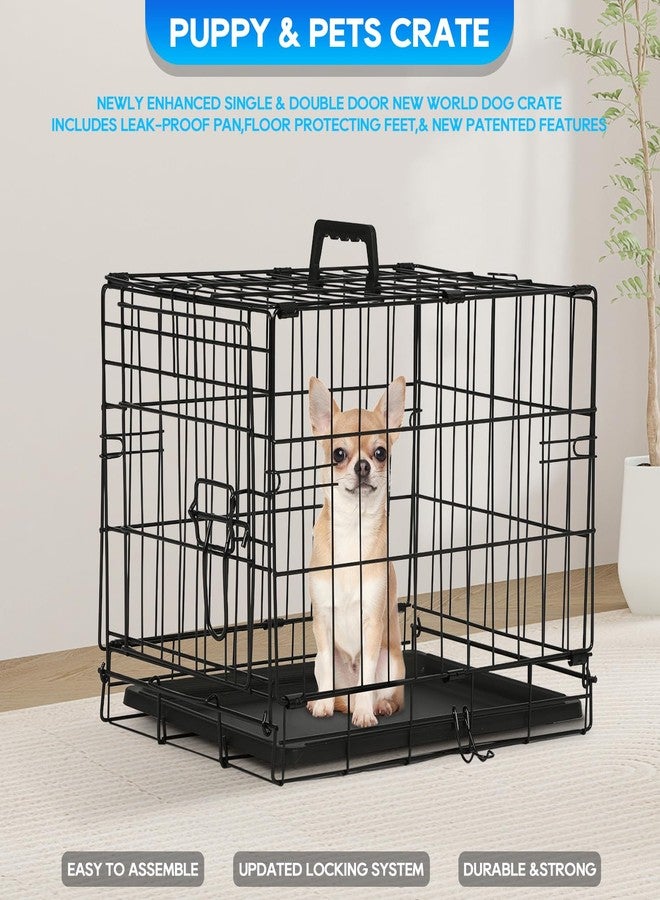 FDW Dog Crate for Small Dogs 18 Inch Folding Metal Wire Pet Cage Single Door W/Divider Panel Indoor Outdoor Kennel Leak-Proof Plastic Tray,Black - Image 3
