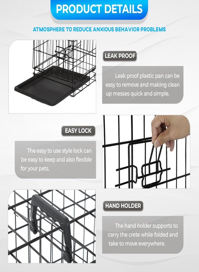 FDW Dog Crate for Small Dogs 18 Inch Folding Metal Wire Pet Cage Single Door W/Divider Panel Indoor Outdoor Kennel Leak-Proof Plastic Tray,Black - Image 5