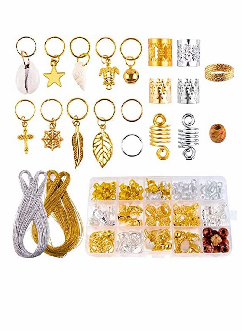 Excefore رباط شعر من الألمنيوم مع صندوق حلقة ضفيرة ملحقات سلك معدني (222 قطعة من الذهب) - Image 1