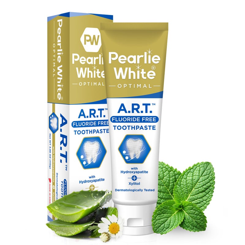 Pearlie White Active Remineralization Fluoride Free Toothpaste - 3.8oz/110gm - Hydroxyapatite Toothpaste for Tooth Enamel Repair - Contains Xylitol - Helps Remove Stains - 1 Pack - Image 1