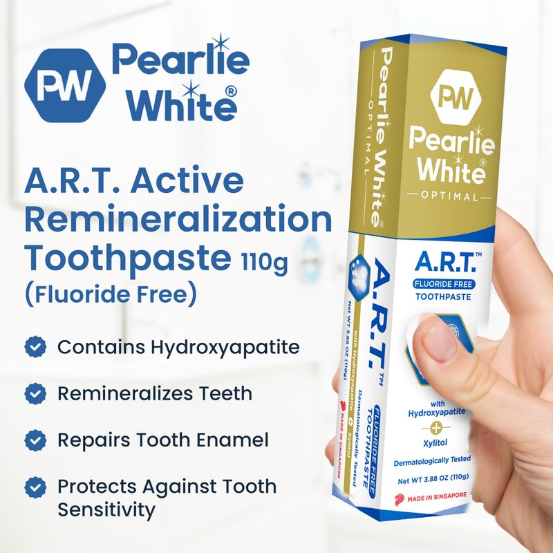 Pearlie White Active Remineralization Fluoride Free Toothpaste - 3.8oz/110gm - Hydroxyapatite Toothpaste for Tooth Enamel Repair - Contains Xylitol - Helps Remove Stains - 1 Pack - Image 2