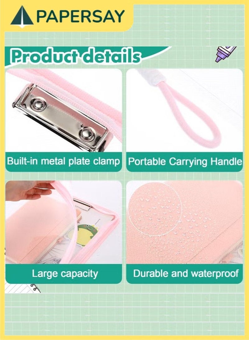 PAPERSAY 4 Pack A4 Clear Zipper File Bags with Handles & Metal Clips - Waterproof Document Organizer Folders for School, Office, and Home Storage - Image 3