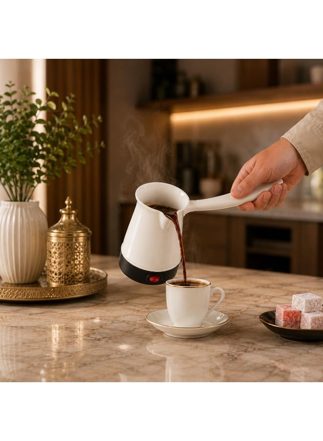 300ml Electric Turkish Coffee Machine, 500W | Turkish Coffee Maker with Stainless Steel Inner Surface | Perfect Coffee Maker for Home and Offices (White) - Image 2