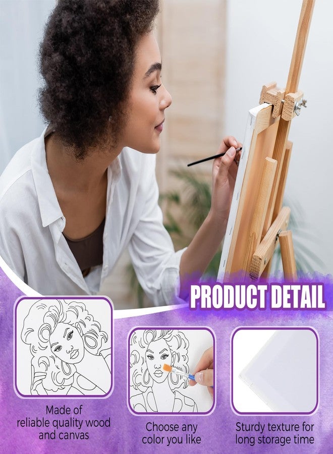 Sherr 20 Pcs Stretched Pre Drawn Canvas Afro Queen Black Art for Painting for Adults Outline Pre Drawn Stretched Cotton Canvas to Paint Party Set, 8 x 10''(Vintage) - Image 3