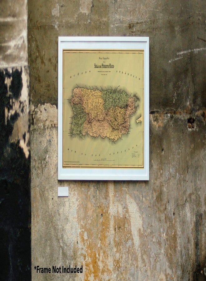 خرائط Antiguos Topografico de la Isla de Puerto Rico حوالي عام 1886 | ديكور حائط عتيق | ملصق طباعة فنية | مقاس 24 × 36 بوصة (610 × 915 ملم) - Image 2