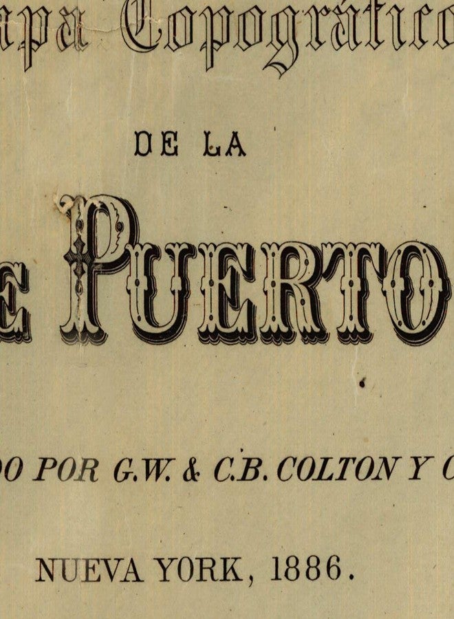خرائط Antiguos Topografico de la Isla de Puerto Rico حوالي عام 1886 | ديكور حائط عتيق | ملصق طباعة فنية | مقاس 24 × 36 بوصة (610 × 915 ملم) - Image 4