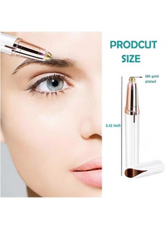 Generic Eyebrow Trimmer Painless Facial Hair Remover Finishing Touch Flawless Razor for Men Women Elecric USB Rechargeable Eyebrow Device with LED Light White  - Image 2