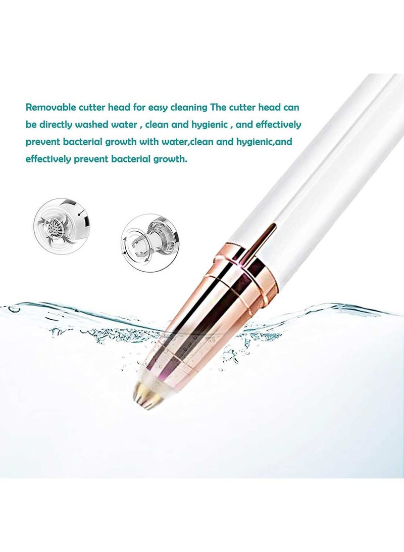 Eyebrow Trimmer Painless Facial Hair Remover Finishing Touch Flawless Razor for Men Women Elecric USB Rechargeable Eyebrow Device with LED Light White