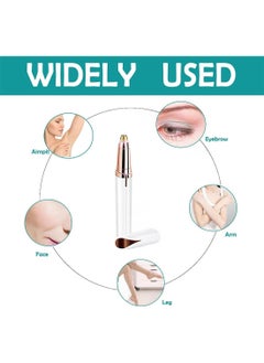Generic Eyebrow Trimmer Painless Facial Hair Remover Finishing Touch Flawless Razor for Men Women Elecric USB Rechargeable Eyebrow Device with LED Light White  - Image 3