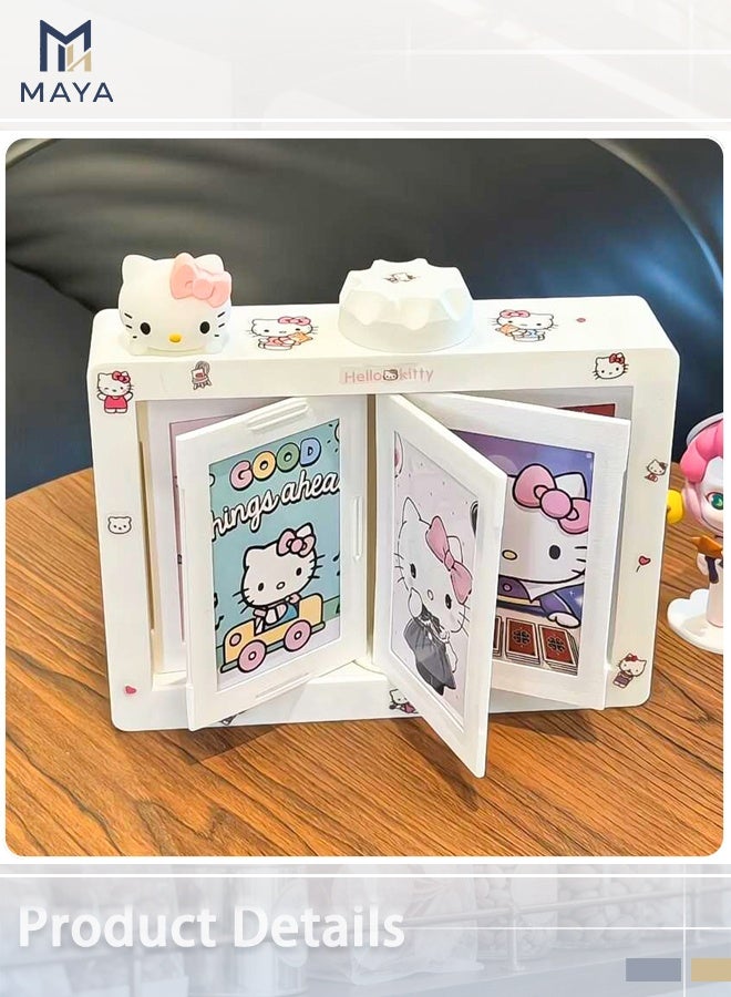 Hello Kitty Rotating Photo Album, White Spinning Frame with Top KT Figurine & Stickers, Holds 24 Photos, Double as Keepsake Display for Gifts, Graduation, Wedding, Baby Shower (Sticker included at random) - Image 2