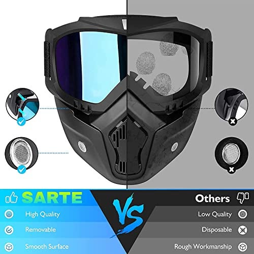 SARTE TPU Goggle Mask Anti Scratch UV Protective Open Face & Eyewear Windproof Dirt Shield Adjustable Strap Soft Foam Padded Detachable for Cycling Bike Off Road Racing Riding Unisex (Rainbow) - Image 3