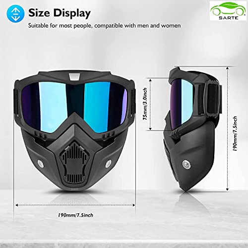SARTE TPU Goggle Mask Anti Scratch UV Protective Open Face & Eyewear Windproof Dirt Shield Adjustable Strap Soft Foam Padded Detachable for Cycling Bike Off Road Racing Riding Unisex (Rainbow) - Image 4