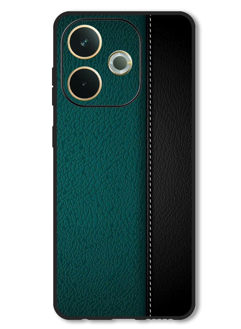 Theodor Case Compatible with Oppo A5 Pro Protection Shockproof Bumper Cover Green Black Leather Pattern - Image 1