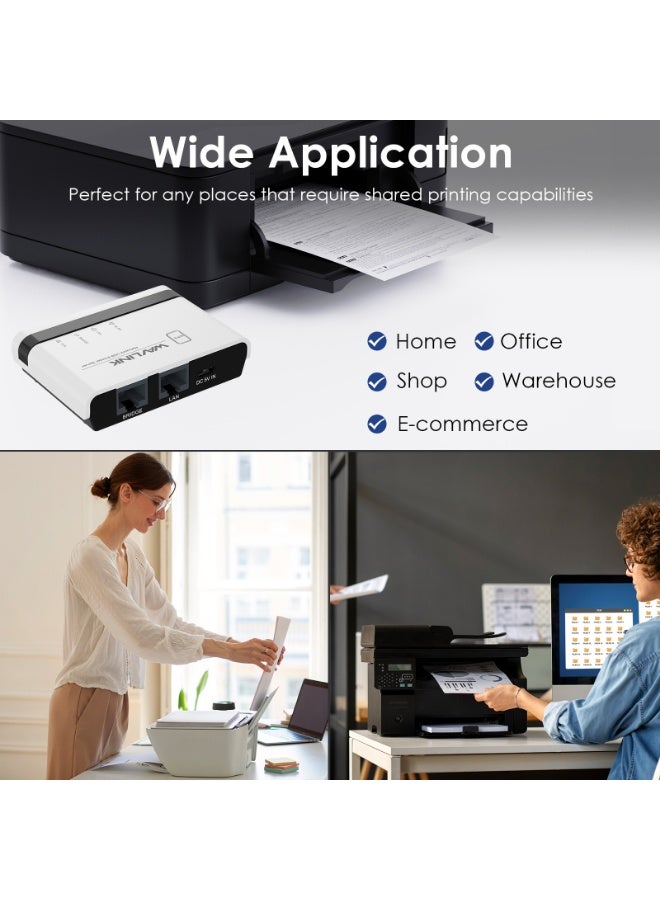WAVLINK Wireless USB Print Server – Dual USB 2.0 Ports, 100Mbps LAN, WiFi & Bridge Modes, Compatible with Windows & Mac, Supports RAW Printers - Image 5