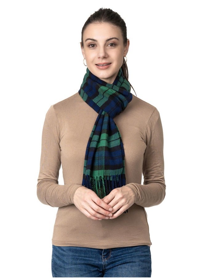 Achillea - Soft & Warm Tartan Plaid Checked Cashmere Feel Winter Scarf Unisex (Black Watch Tartan) - Image 1