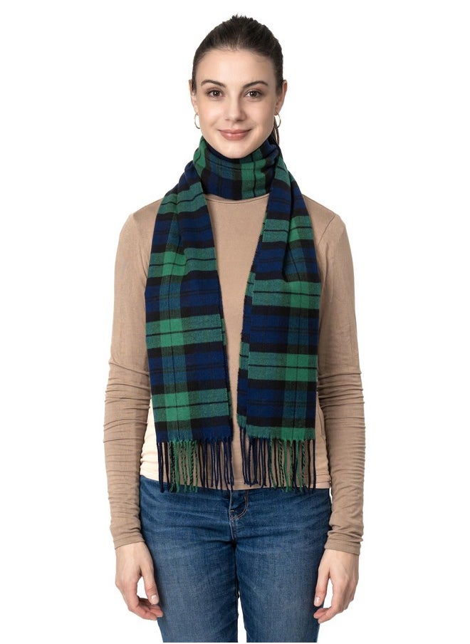 Achillea - Soft & Warm Tartan Plaid Checked Cashmere Feel Winter Scarf Unisex (Black Watch Tartan) - Image 1